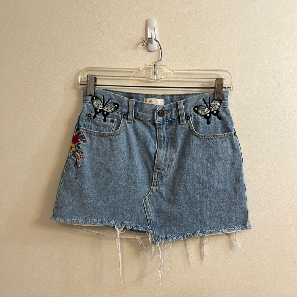 Golden By TNA Floral Butterfly Embroidered Denim Jean Skirt Women’s Sz 2 Garden‎